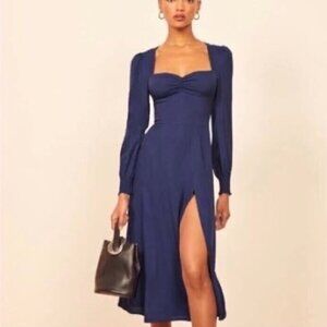 navy midi dress shein